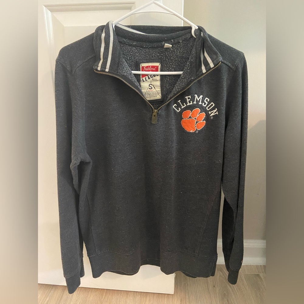 League Heather Grey Clemson University Quarter Zip